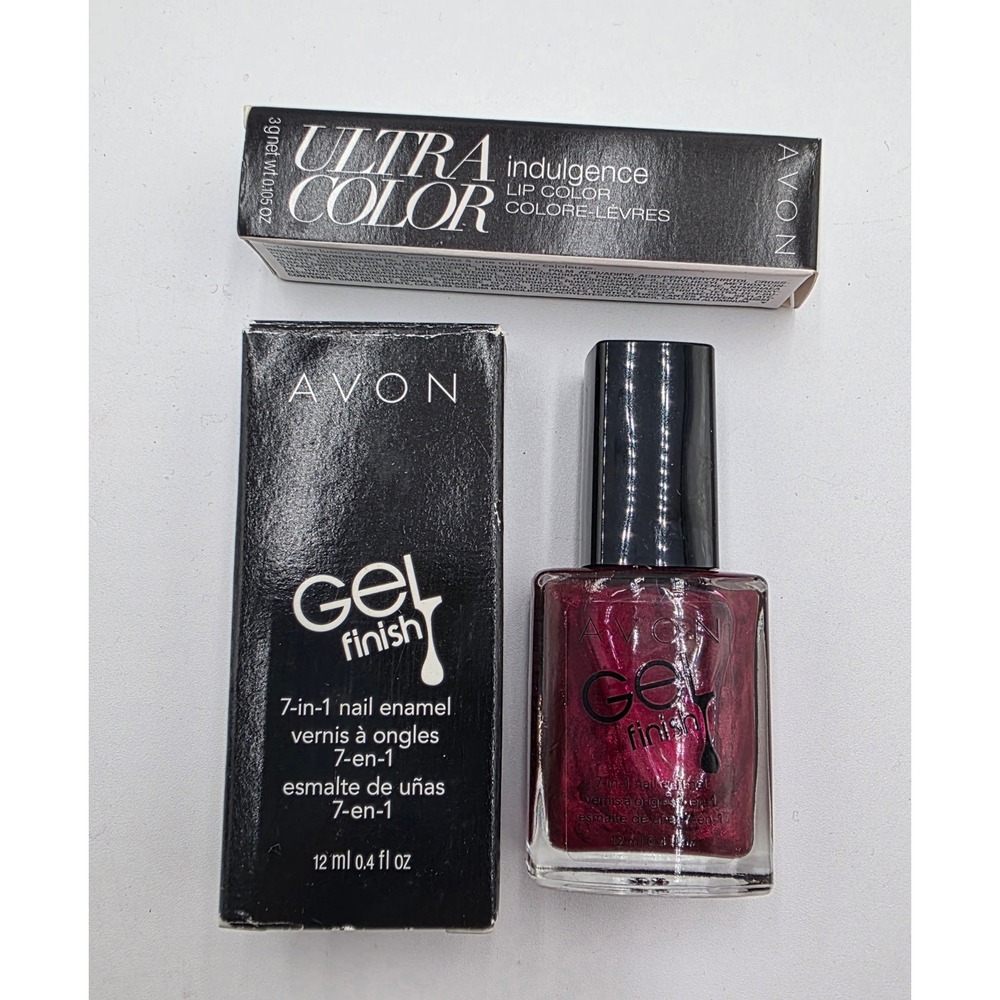 Avon Ultra Color Indulgence Lipstick Petal Pink & Gel Finish Nail Red Velvet Set - Picture 1 of 5